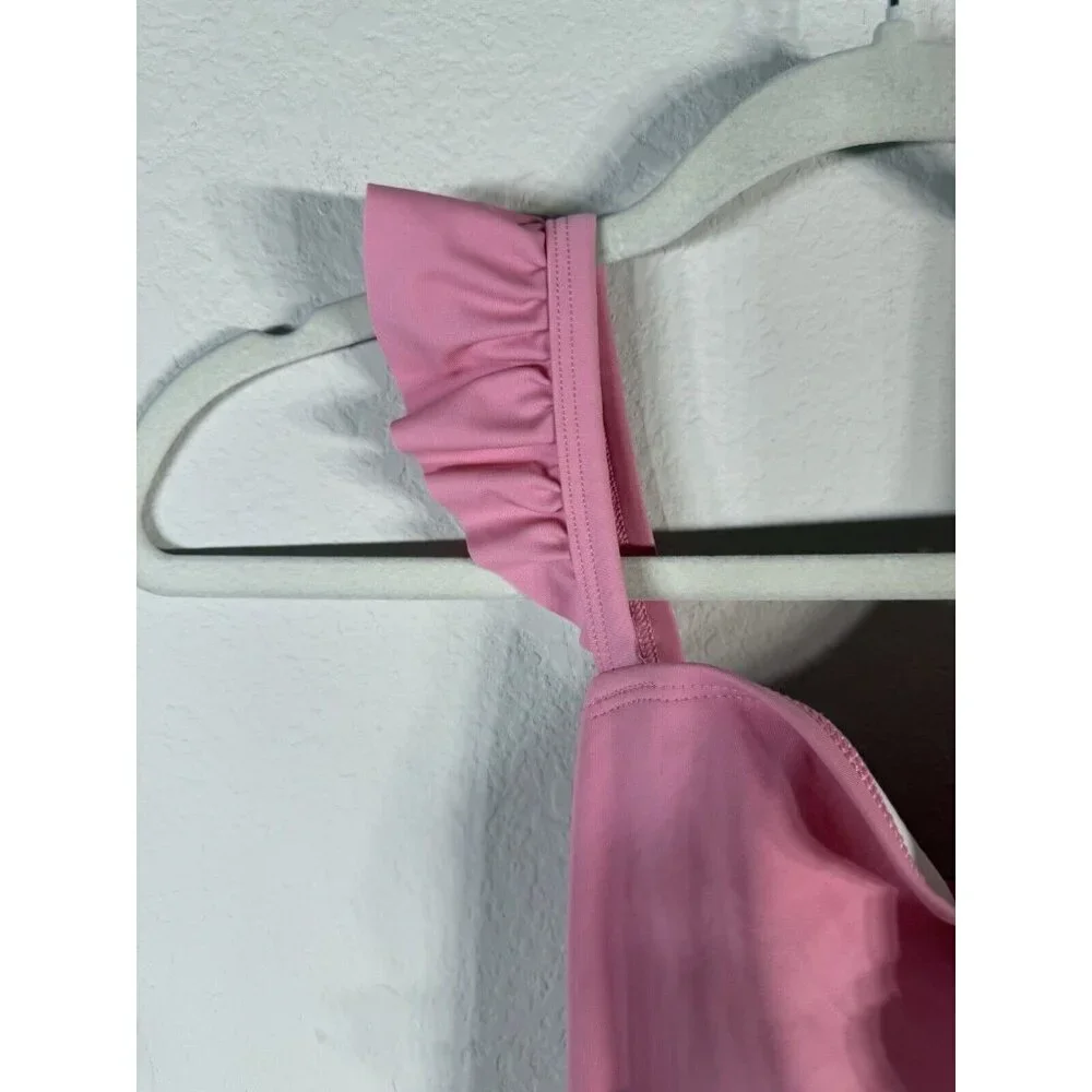 Hanna Andersson Pink 3D Tropical Bird Criss Cross One Piece Swimsuit Girls 14-16